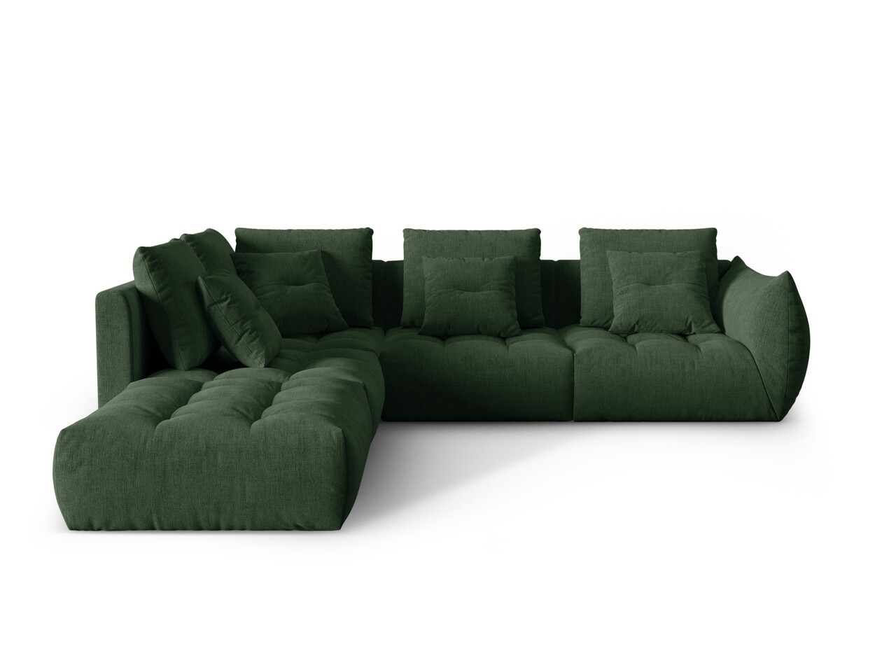 Coltar modular stanga 4 locuri, Bloom-86, Micadoni Home, 316x310x95 cm, tesatura structurata, verde muschi - 1 | YEO