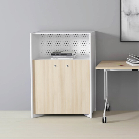 Dulap multifunctional, Bürotime, STK-CAB-A001357, 81.3x114.8x44cm, Alb / Salcâm