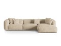 Coltar modular dreapta 3 locuri, Martina-120, Micadoni Home, 332x176x75 cm, catifea, bej deschis