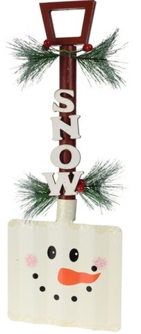 Decoratiune Shovel w Snowman, 18x10x47 cm, lemn/fier, multicolor