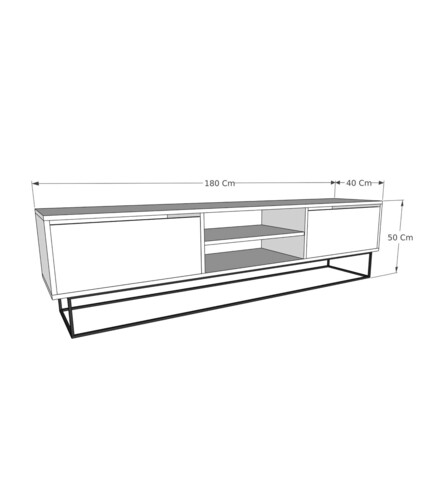 Comoda TV, Kalune Design, Escape 180, 180x50x40 cm, Pâslă / Negru 