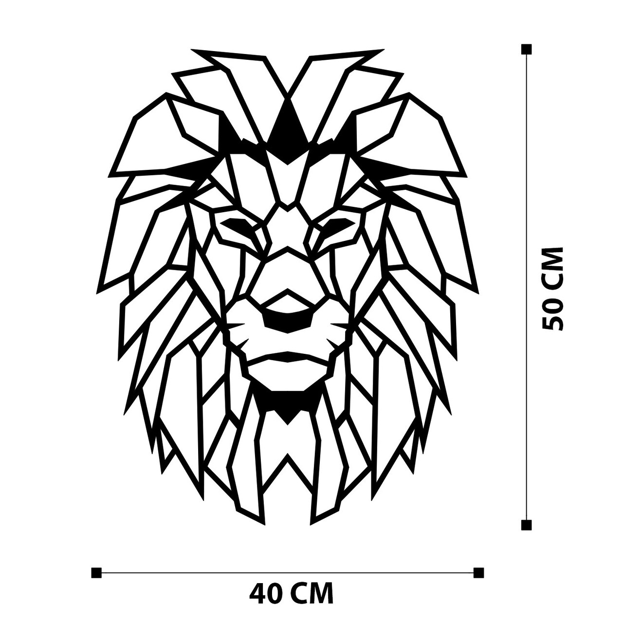 Decoratiune de perete, Lion Metal Decor, metal, 40 x 50 cm, negru