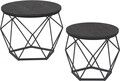 Set 2 masute de cafea Vasagle Geometric Round, Ø50 x 40 cm, PAL/otel, negru