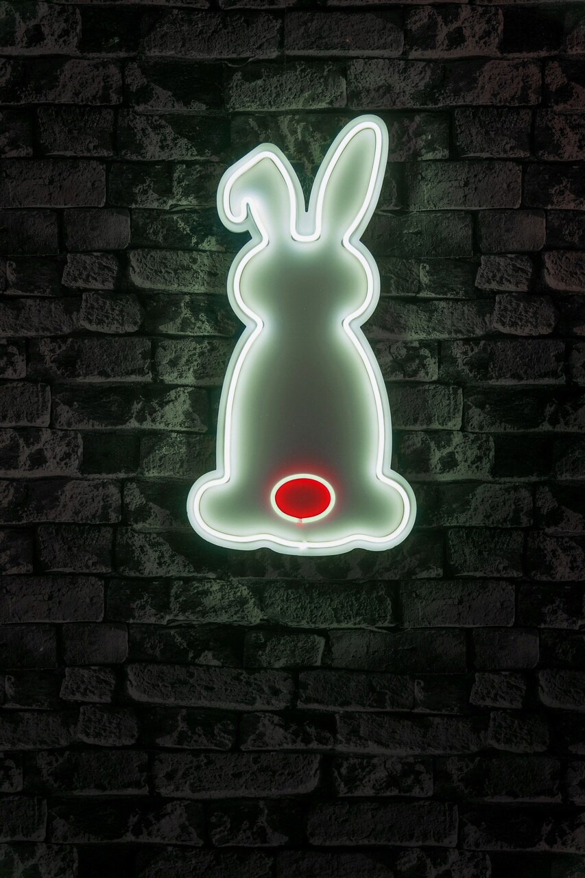 Decoratiune luminoasa LED, Rabbit, Benzi flexibile de neon, DC 12 V, Alb/Rosu - 1 | YEO