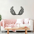 Decoratiune de perete, Angel Wings, Metal, 48 x 65 cm, 2 piese, Negru