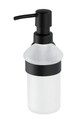 Dozator sapun lichid cu suport de prindere Bosio, Wenko Power-Loc®, 200 ml, inox/sticla, alb/negru