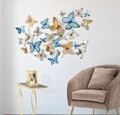 Decoratiune de perete Butterflies Light Blue, Mauro Ferretti, 132x95.5 cm, fier, multicolor