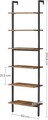 Biblioteca / raft tip scara Vasagle, 60 x 30 x 204.8 cm, cu fixare pe perete, PAL/otel, maro rustic