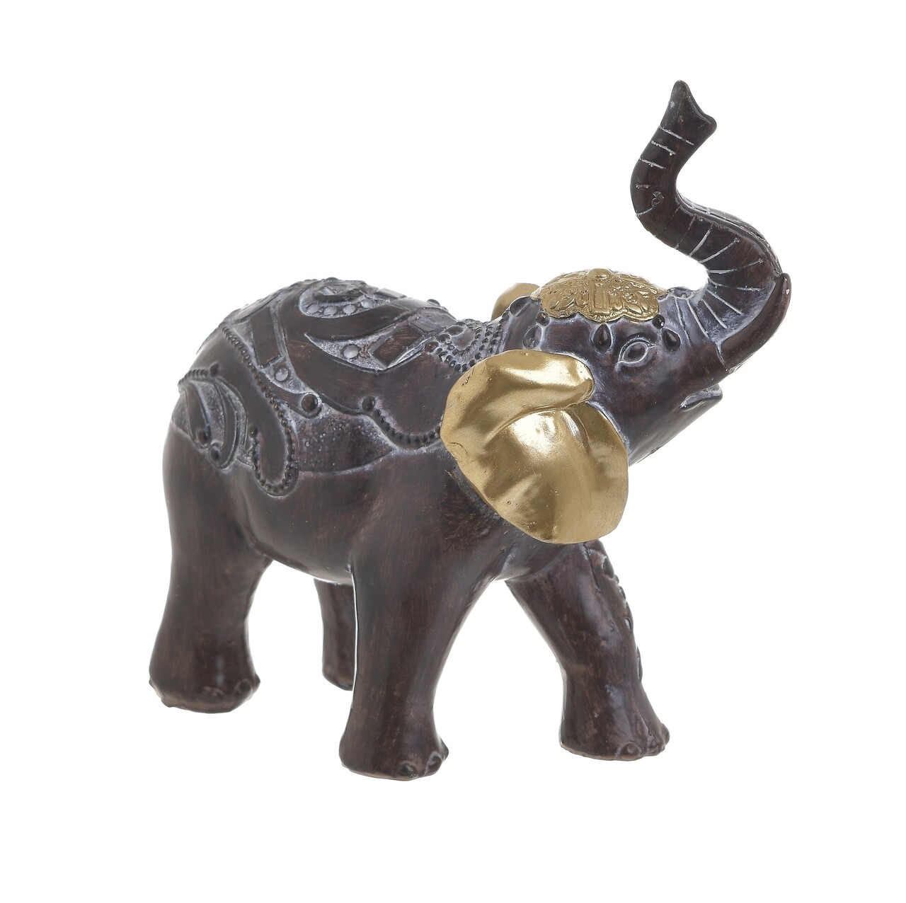 Decoratiune Elephant, Inart, 14x7x14 Cm,  Polirasina, Negru/auriu