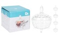 Bomboniera cu capac V1, Excellent Houseware, 9.8x12.5 cm, 200 ml, sticla, transparent