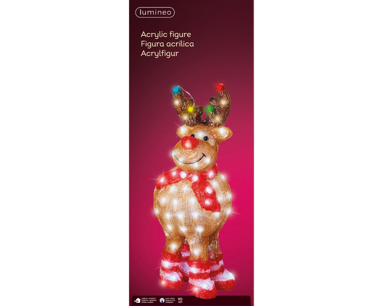 Decoratiune luminoasa de exterior Reindeer, Lumineo, 22.5x29x63.5 cm, acril, multicolor