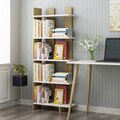 Corp biblioteca, Olivia, Elas, 62x150x25 cm, PAL, Stejar alb / safir