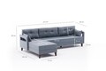 Coltar pe stanga Comfort, Balcab Home, 275x80x80 cm, lemn, albastru