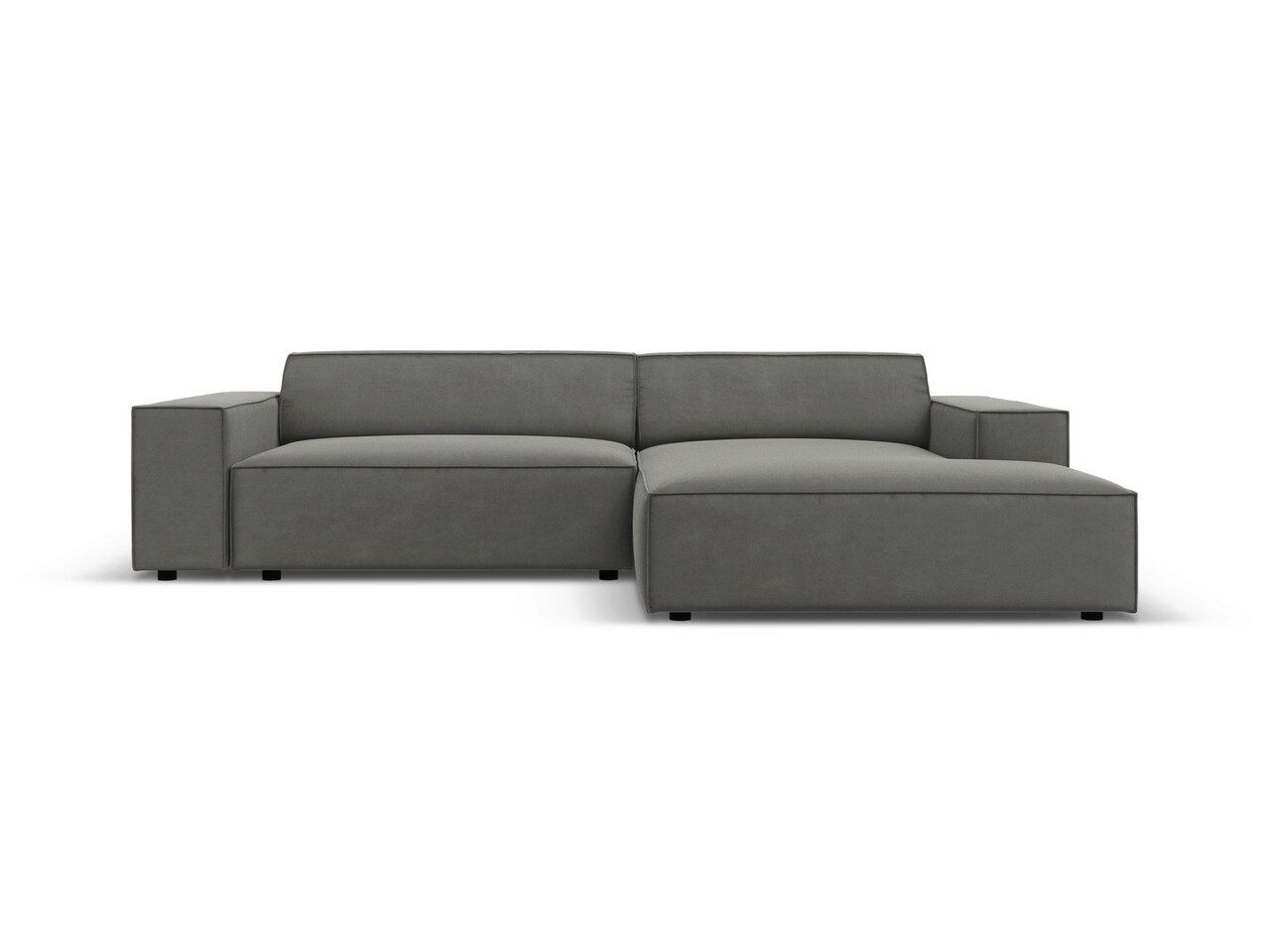 Coltar modular dreapta 3 locuri, Jodie, Micadoni Home, BL, 224x166x70 cm, catifea, gri deschis