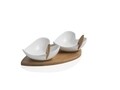 Set pentru aperitive 5 piese, Heart, Brandani, 21x12x5 cm, portelan/bambus