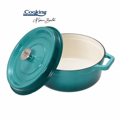 Cratita emailata, Cooking by Heinner, 6.1 l, fonta, bej si bleu