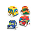 Set 4 masinute moi, Cartoon Buggy, HE0219, 12M+, textil/burete, multicolor