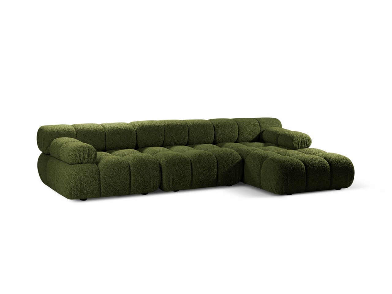 Coltar modular dreapta 4 locuri, Bellis-213, Micadoni Home, 282x155x70 cm, tesatura boucle, verde - 1 | YEO