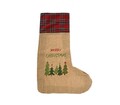 Decoratiune Stocking top plaid, 90 x 35 cm, iuta