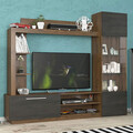 Mobilier pentru living June, Pakoworld, 204x35x177 cm, PAL/sticla, maro/wenge