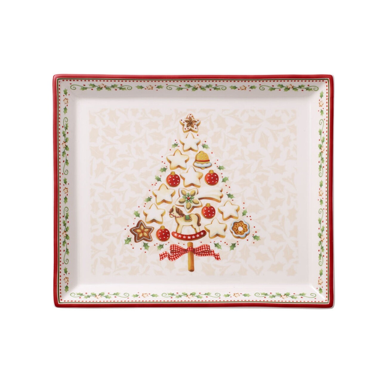 Platou pentru prajituri, Villeroy & Boch, Winter Bakery Cake, 27 x 23 cm, portelan premium