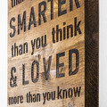 Decoratiune de perete, Braver Stronger Smarter Loved, Lemn, Dimensiune: 30 x 3 x 58 cm, Nuc / Negru