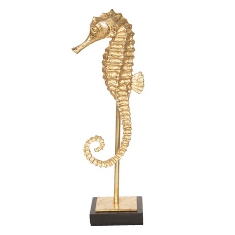 Decoratiune Seahorse, Clayre & Eef, 10x8x31 cm, polirasina, auriu