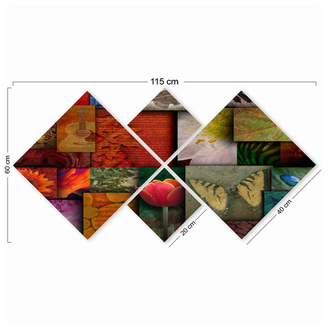 Set 4 tablouri decorative, 4MDF98312126, MDF, Imprimat UV, Multicolor