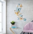 Decoratiune de perete Butterflies Light Blue, Mauro Ferretti, 59.5x111.5 cm, fier, multicolor