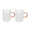 Set 2 cani Cembra Retro, Homla, 350 ml, sticla borosilicata, transparent/maro