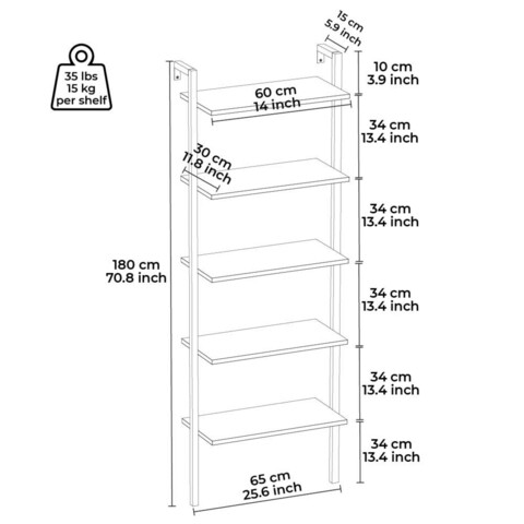 Corp biblioteca, Minima, Magliana, 66.5x180x29.5 cm, Nuc / Negru