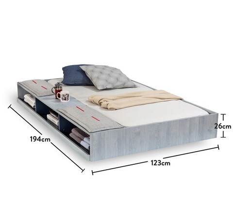 Pat extensibil, Çilek, Trio Pull-Out Bed With Partitions (90X190), 123x26x194 cm, Multicolor
