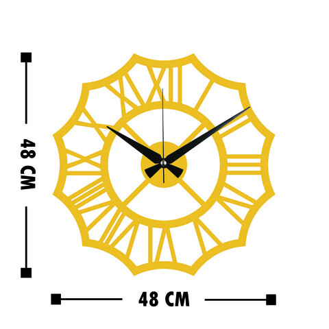 Ceas de perete, Metal Wall Clock 23, Metal, Dimensiune: 48 x 48 cm, Auriu