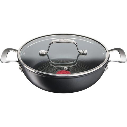 Cratita adanca cu capac, Tefal, Unlimited, 26 cm Ø, aluminiu/titan/sticla