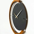 Ceas de perete, Moon Time Wooden Metal Wall Clock, Otel, Lemn, Nuc negru