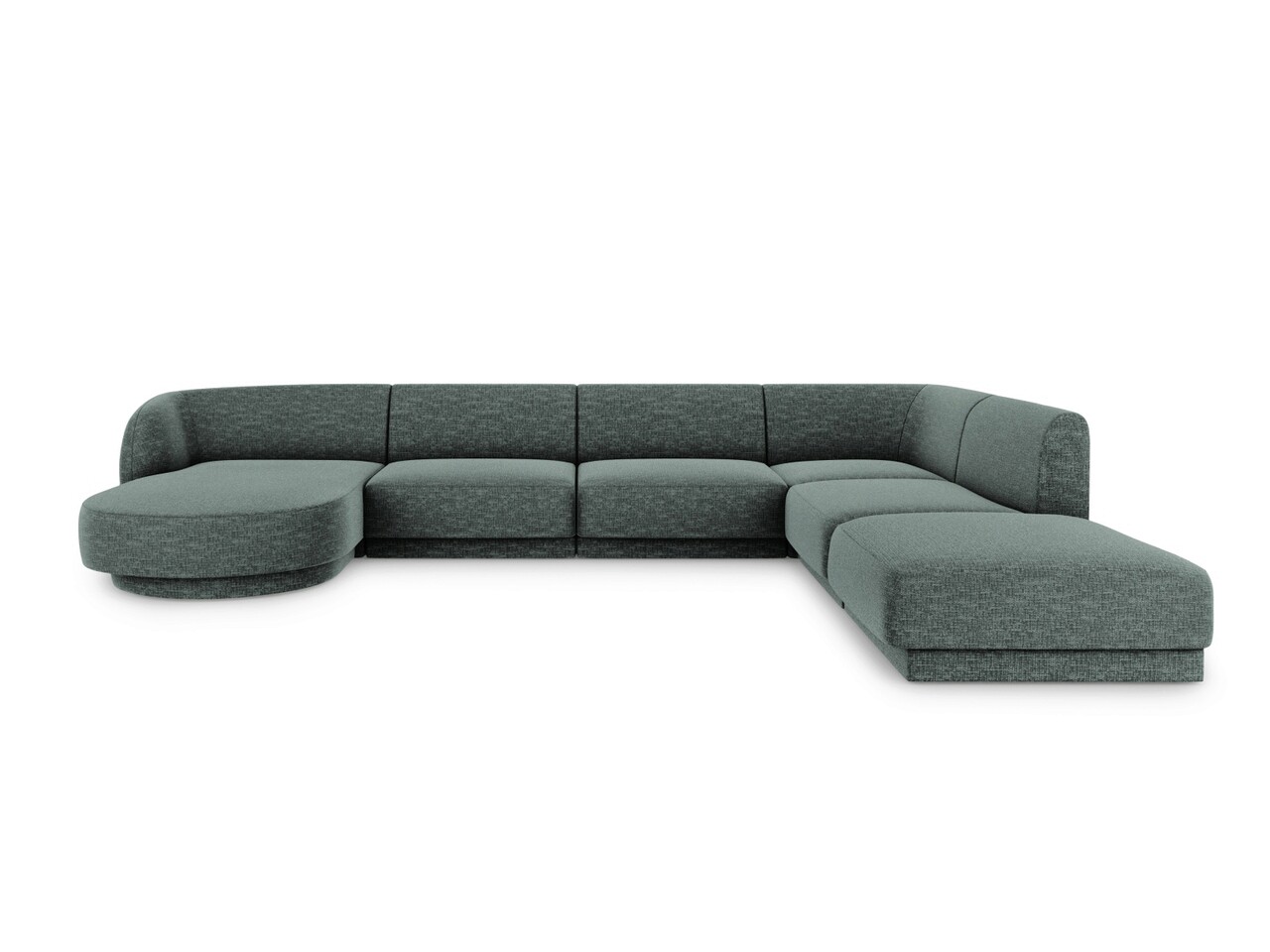 Coltar panoramic dreapta 6 locuri, Miley, Micadoni Home, BL, 327x245x74 cm, poliester chenille, albastru petrol