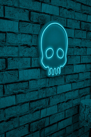 Decoratiune luminoasa LED, Skull, Benzi flexibile de neon, DC 12 V, Albastru