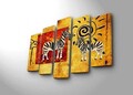 Set 5 tablouri decorative, 5PATK-239, Canvas, 19 x 70 cm, Multicolor