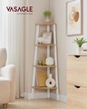 Biblioteca de colt  Ladder, Vasagle, 33.4x33.4x125 cm, PAL/otel, alb/natural