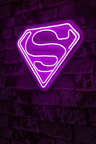 Decoratiune luminoasa LED, Superman,  Benzi flexibile de neon, DC 12 V, Roz