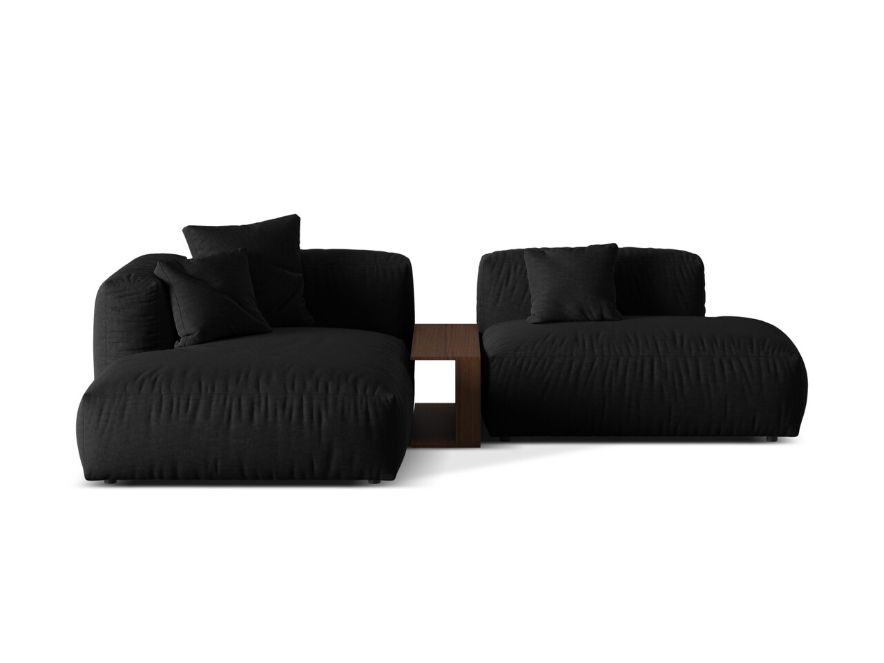 Coltar modular stanga 2 locuri, Martina-169, Micadoni Home, 285x176x75 cm, tesatura structurata catifelata, negru