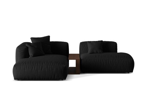 Coltar modular stanga 2 locuri, Martina-169, Micadoni Home, 285x176x75 cm, tesatura structurata catifelata, negru