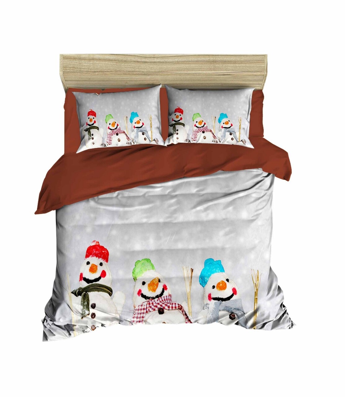 Lenjerie de pat dubla Xmas-403, Pearl Home, 3 piese, amestec bumbac, multicolor