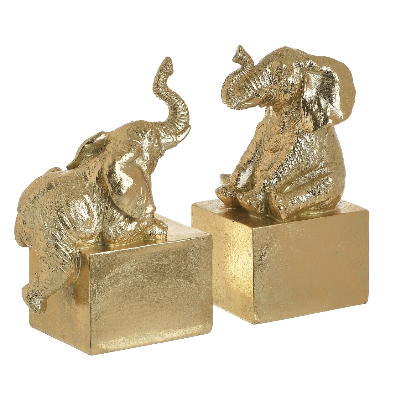 Set Opritor Carti Pentru Rafturi Elephant, InArt, 23x10x20 Cm, Polirasina, Auriu