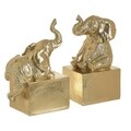 Set opritor carti pentru rafturi Elephant, InArt, 23x10x20 cm, polirasina, auriu