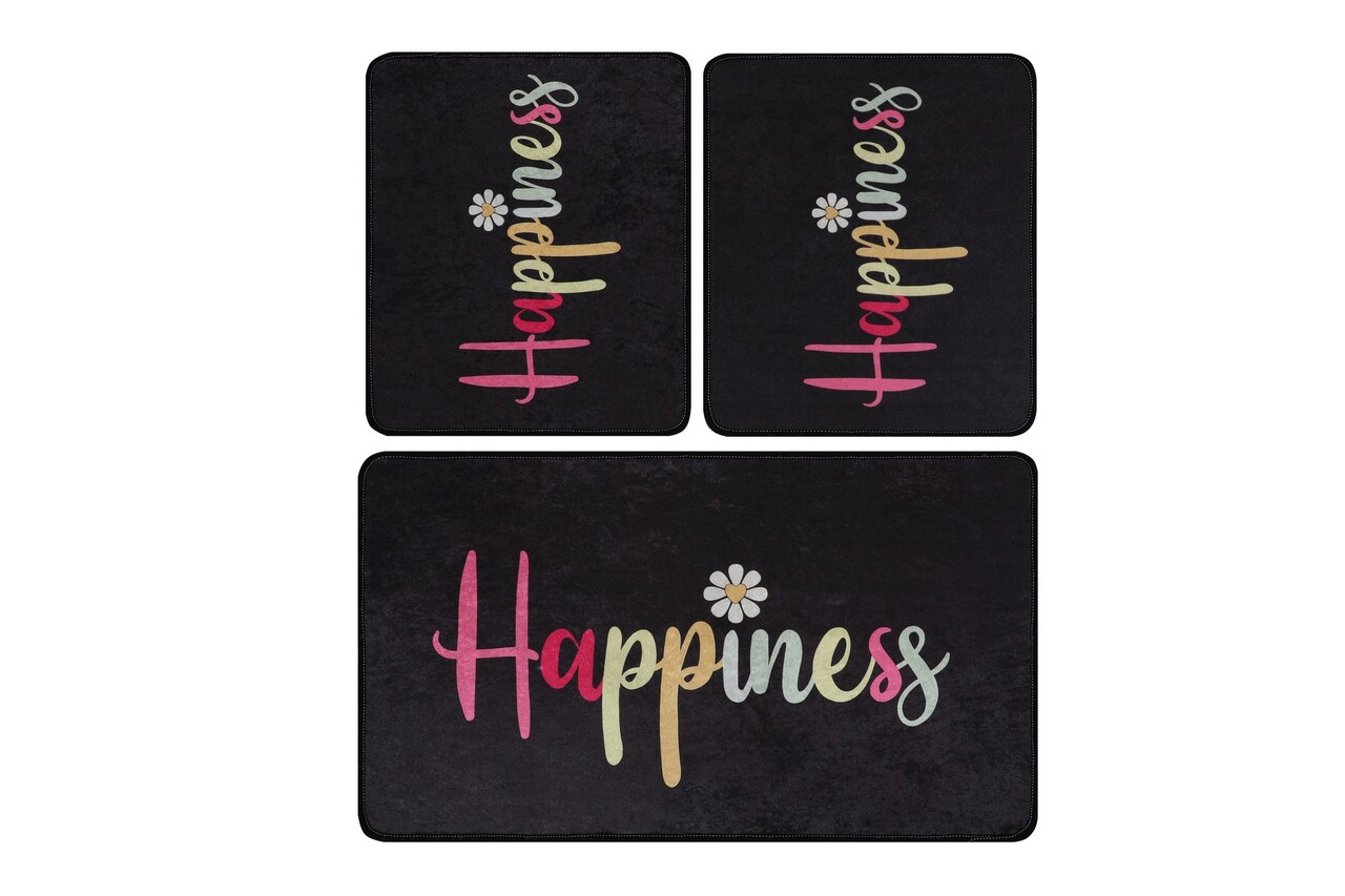 Set covoraș de baie (3 bucăți), Chilai, Happiness Djt, Poliester, Multicolor - 1 | YEO