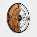 Ceas de perete, Wooden Clock, Lemn/metal, ø56 cm, Nuc / Negru