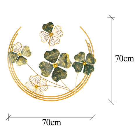 Decoratiune de perete, Haiyang, Metal, Dimensiune: 70 x 70 x 5 cm, Verde / Aur