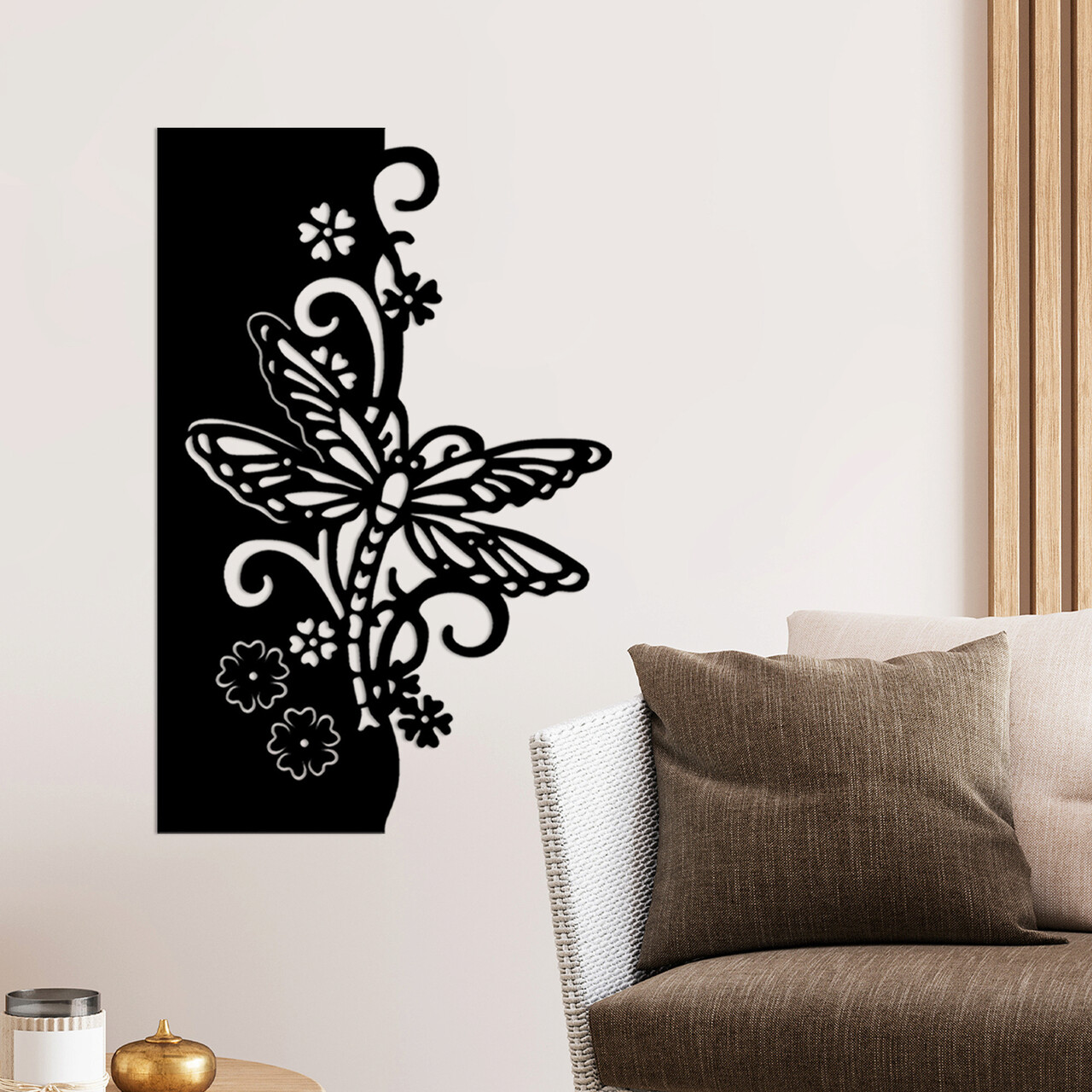 Decoratiune de perete, Dragonfly, Metal, 100 x 65 cm, Negru - 2 | YEO