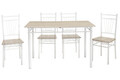 Set masa si 4 scaune Roza, Pakoworld, 120x70x75 cm, MDF, sonoma/alb lucios